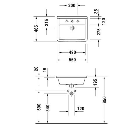 Lavabo âm bàn vành nổi Starck 3 588.45.084
